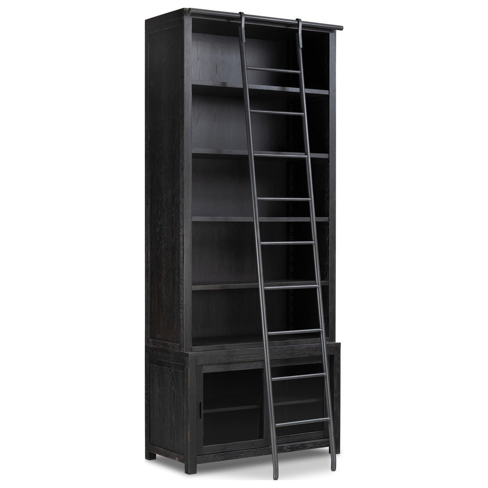 Admont Bookcase And Ladder, Worn Black by Four Hands — PRM_1