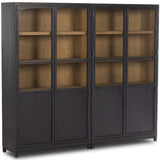 Millie Panel and Glass Door Double Cabinet, Drifted Matte Black-Furniture - Storage-High Fashion Home