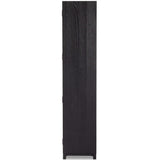 Millie Panel and Glass Door Double Cabinet, Drifted Matte Black-Furniture - Storage-High Fashion Home