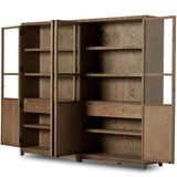 Millie Panel and Glass Door Double Cabinet, Drifted Solid Oak-Furniture - Storage-High Fashion Home