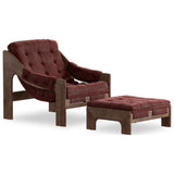 Halston Chair with Ottoman, Nubuck Burgundy by Four Hands — PRM_1