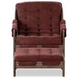 Halston Chair with Ottoman, Nubuck Burgundy by Four Hands — FRT_1