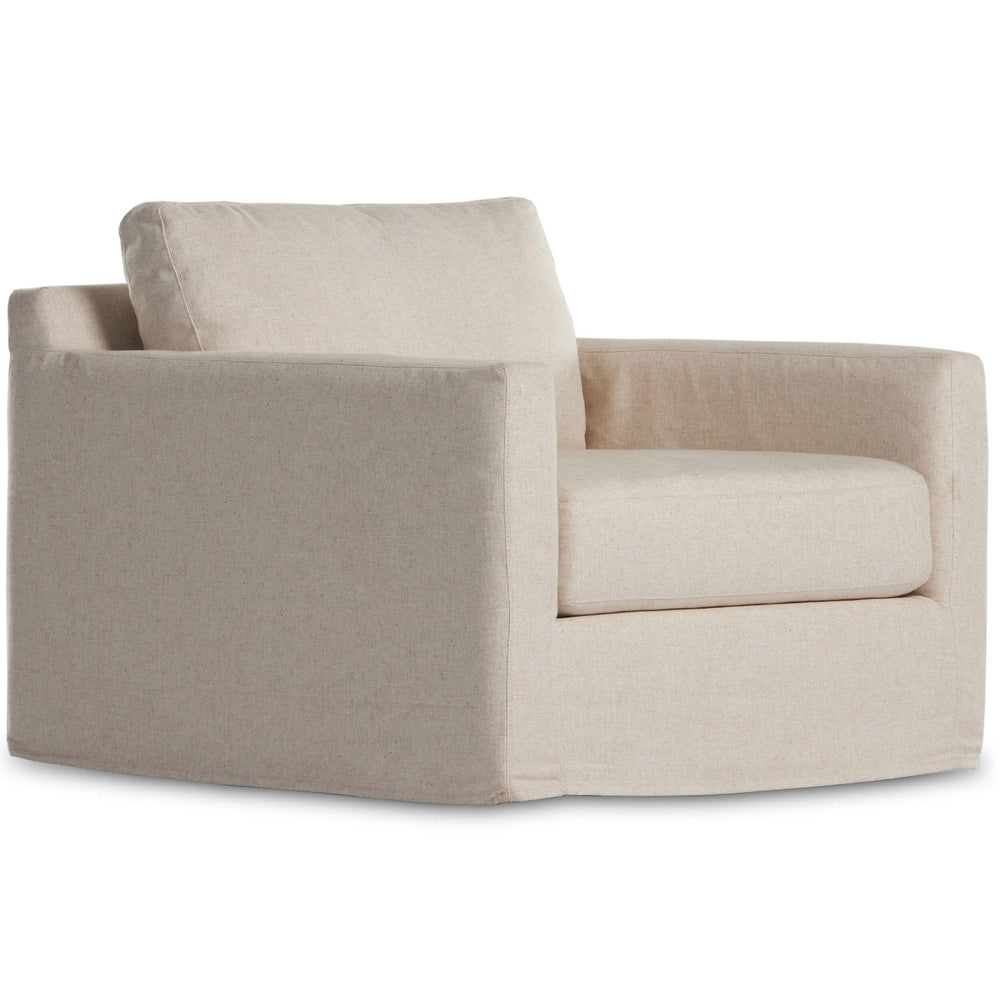 Hampton Slipcover Swivel Chair, Evere Oatmeal-Furniture - Chairs-High Fashion Home