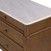 Toulouse 6 Drawer Dresser w/Marble Top, Toasted Oak-Furniture - Storage-High Fashion Home