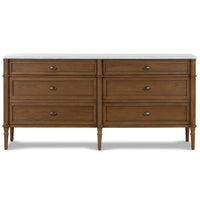 Toulouse 6 Drawer Dresser w/Marble Top, Toasted Oak-Furniture - Storage-High Fashion Home