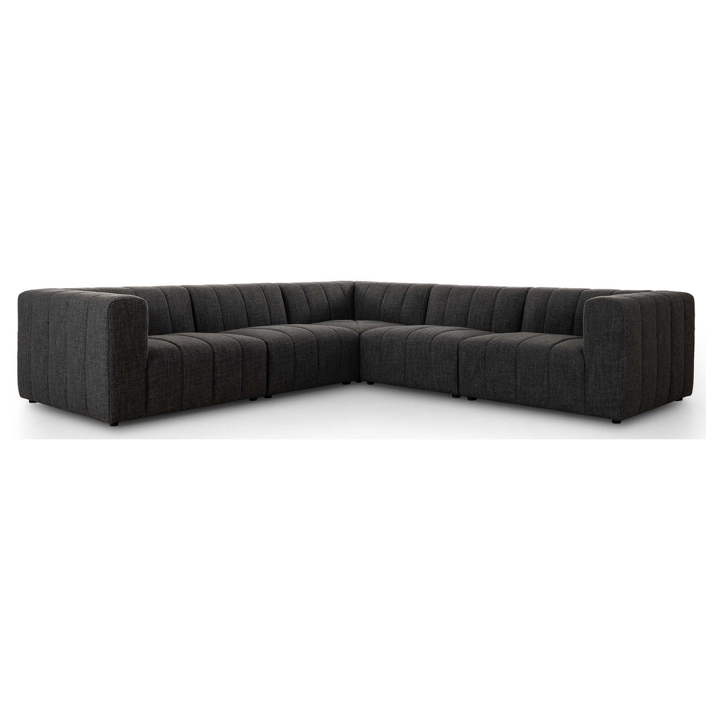Langham Channeled 5 Piece Sectional, Saxon Charcoal