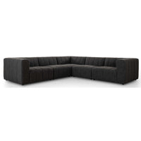 Langham Channeled 5 Piece Sectional, Saxon Charcoal