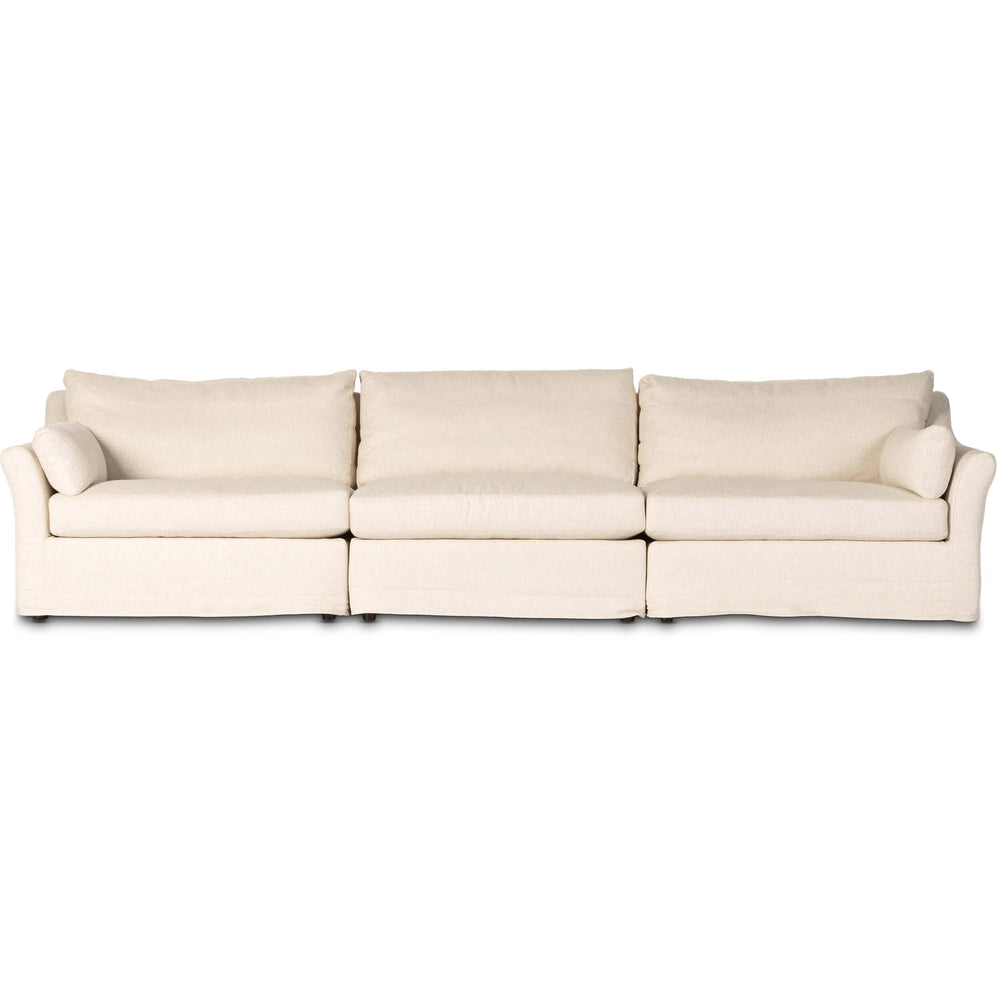 Delray 3 Piece Slipcover Sectional, Evere Oatmeal-Furniture - Sofas-High Fashion Home