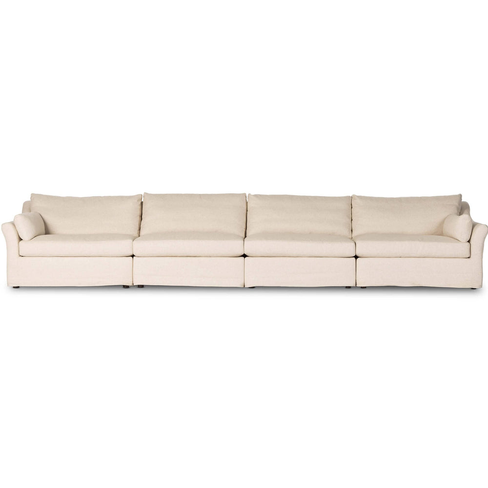 Delray 4 Piece Slipcover Sectional, Evere Oatmeal-Furniture - Sofas-High Fashion Home