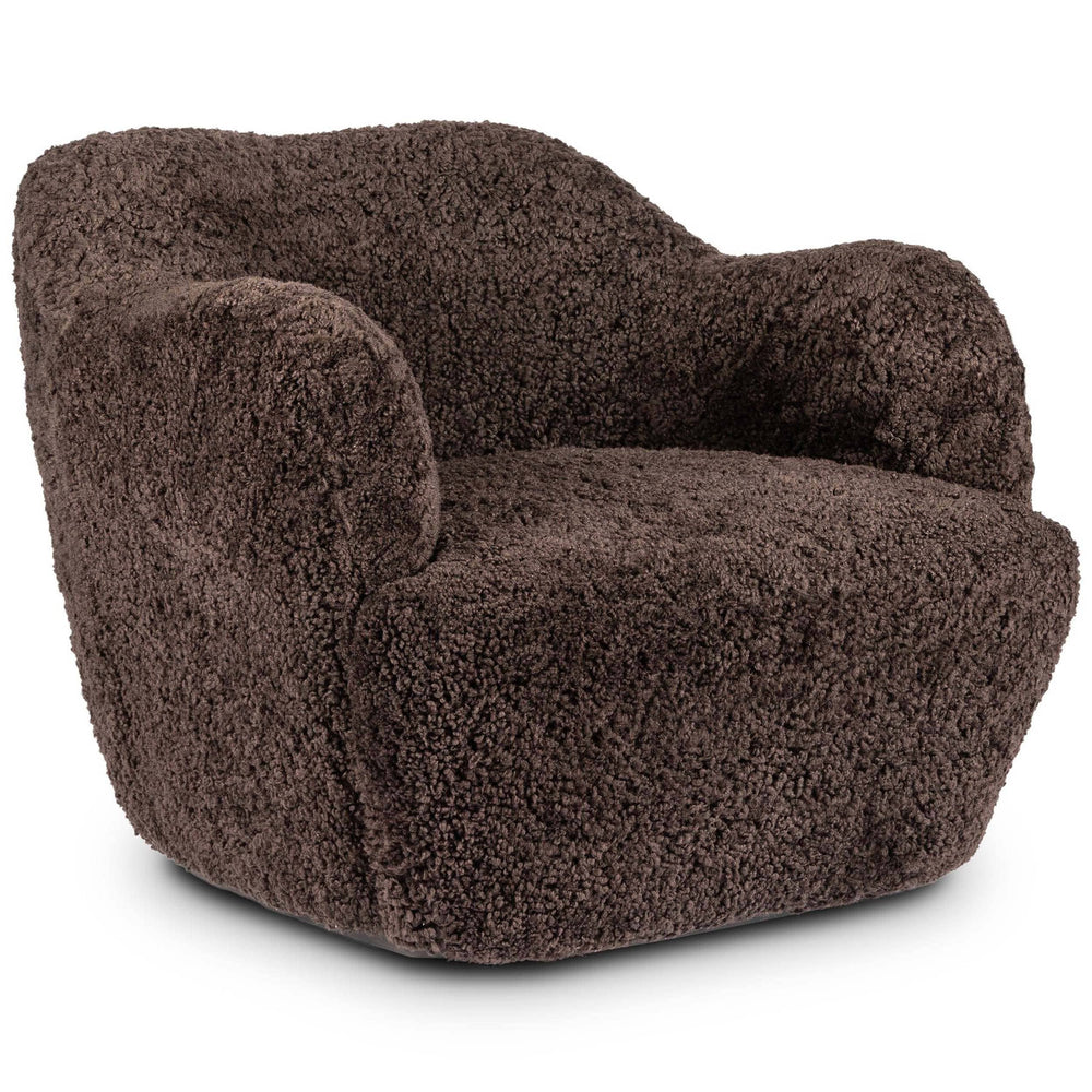 Julius Swivel Chair, Cocoa Shearling by Four Hands-Furniture - Chairs-High Fashion Home