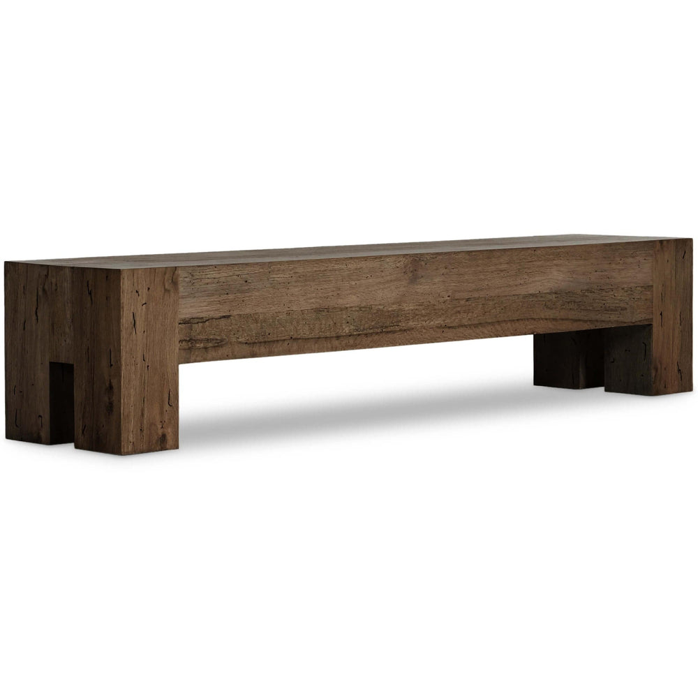 Abaso Large Bench, Rustic Ebony-Furniture - Benches-High Fashion Home