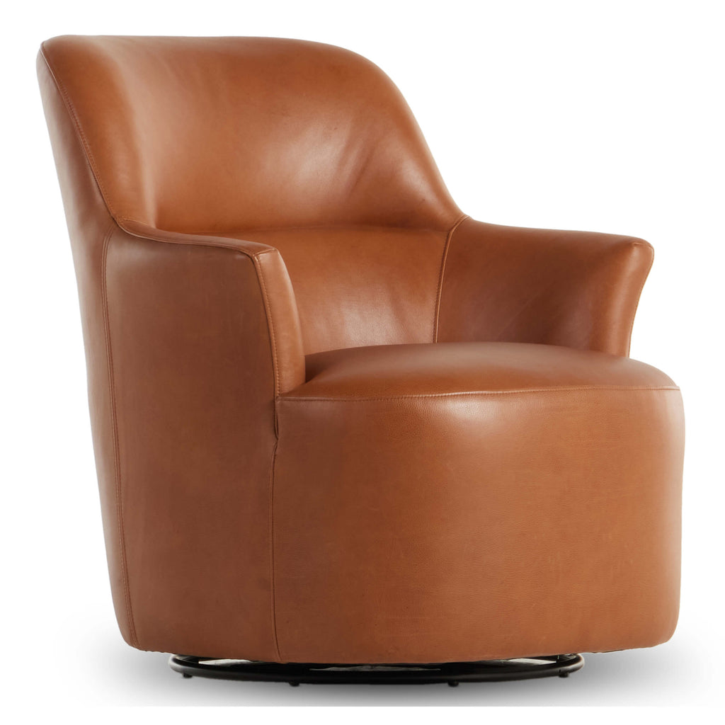Ernesto Leather Swivel Chair, Nutmeg High Fashion Home