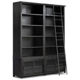 Admont Double Bookcase With Ladder, Worn Black by Four Hands — PRM_1