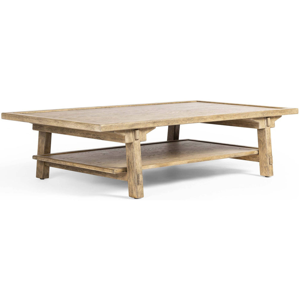 Trinity Coffee Table, Distressed Light Oak-Furniture - Accent Tables-High Fashion Home