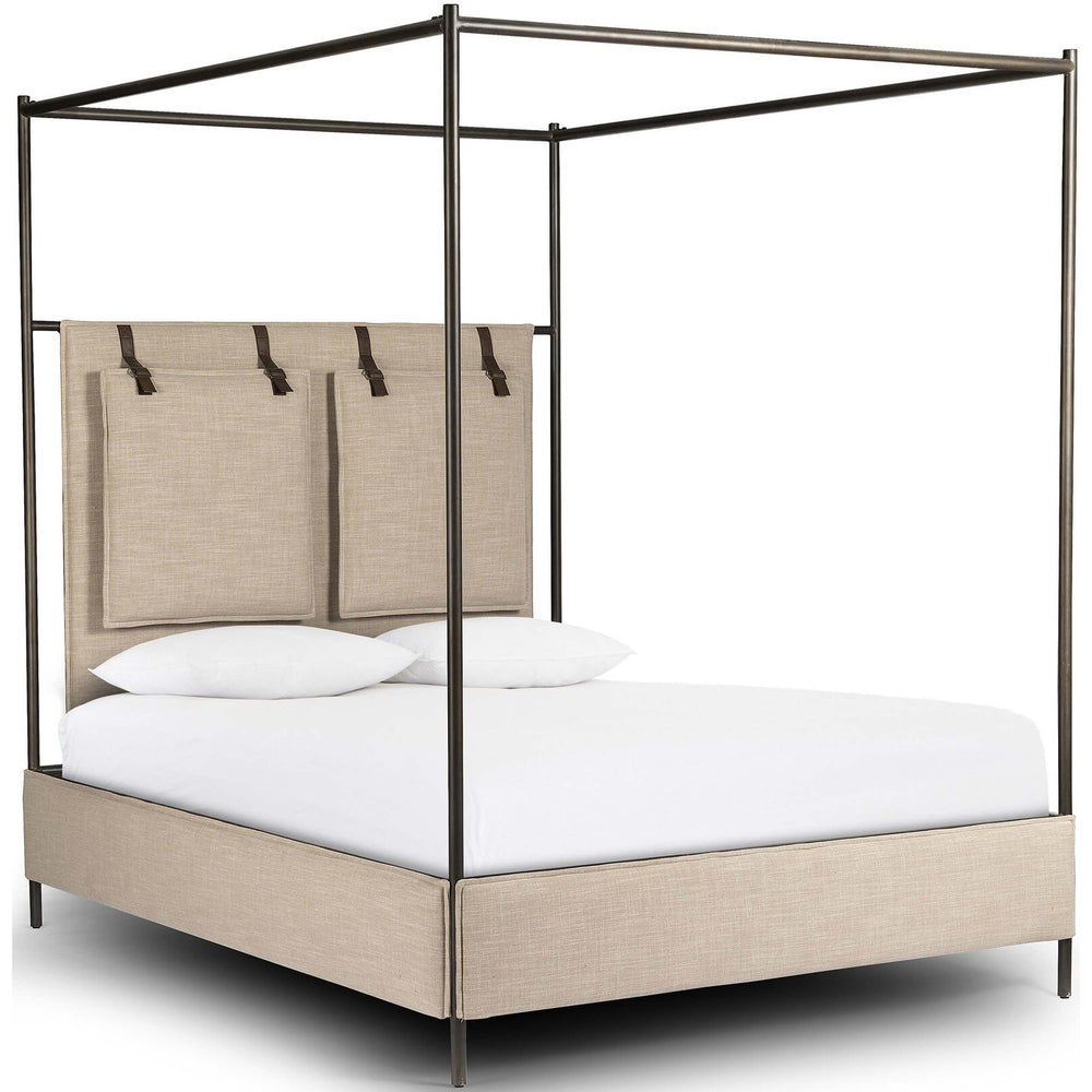 Leigh Canopy Bed, Palm Ecru-Furniture - Bedroom-High Fashion Home