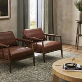 Warren Leather Chair, Dulane Mahogany by Amber Lewis x Four Hands
