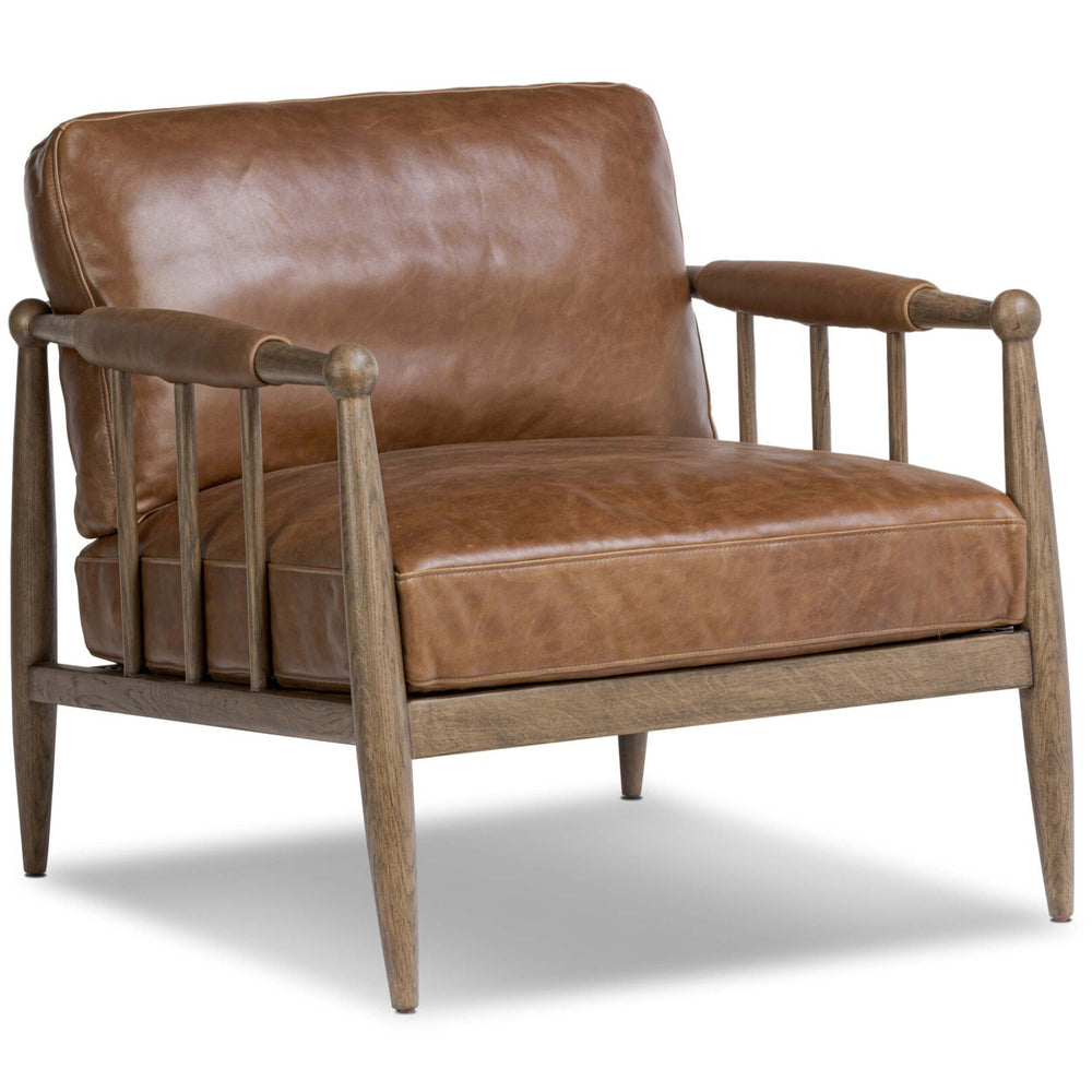 Warren Leather Chair, Dulane Mahogany by Amber Lewis x Four Hands