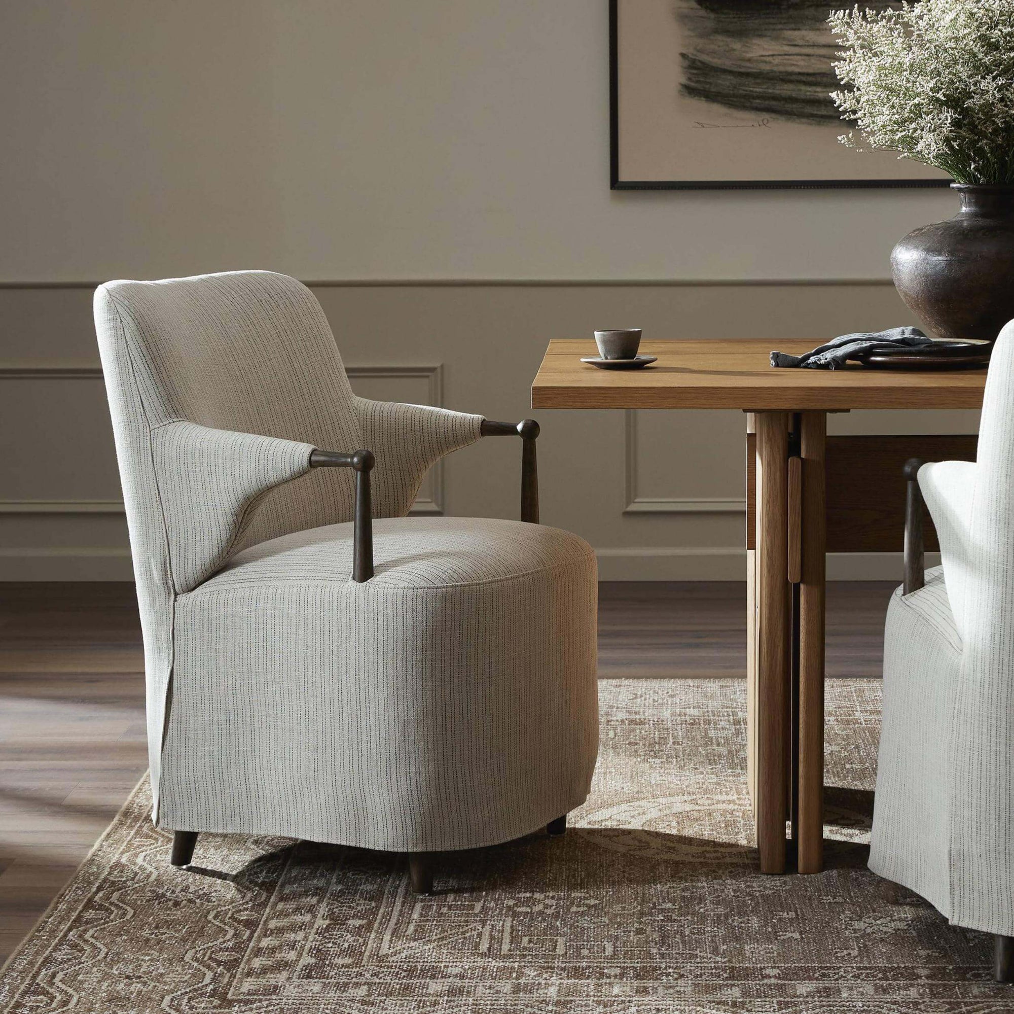 Brently Dining Arm Chair, Laine Navy by Amber Lewis x Four Hands – High ...