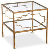 Genell Cube Table, Antique Gold Leaf-Furniture - Accent Tables-High Fashion Home