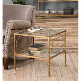 Genell Cube Table, Antique Gold Leaf-Furniture - Accent Tables-High Fashion Home