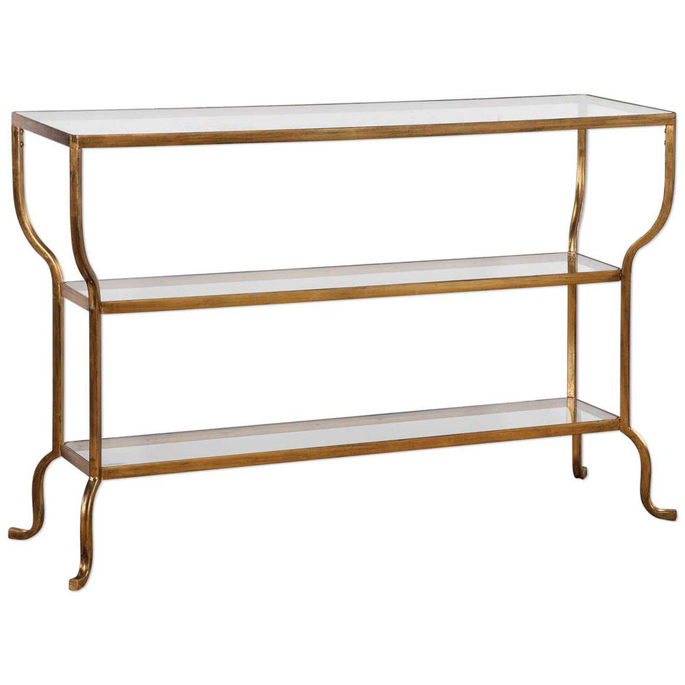 Deline Console Table, Antique Gold-Furniture - Accent Tables-High Fashion Home