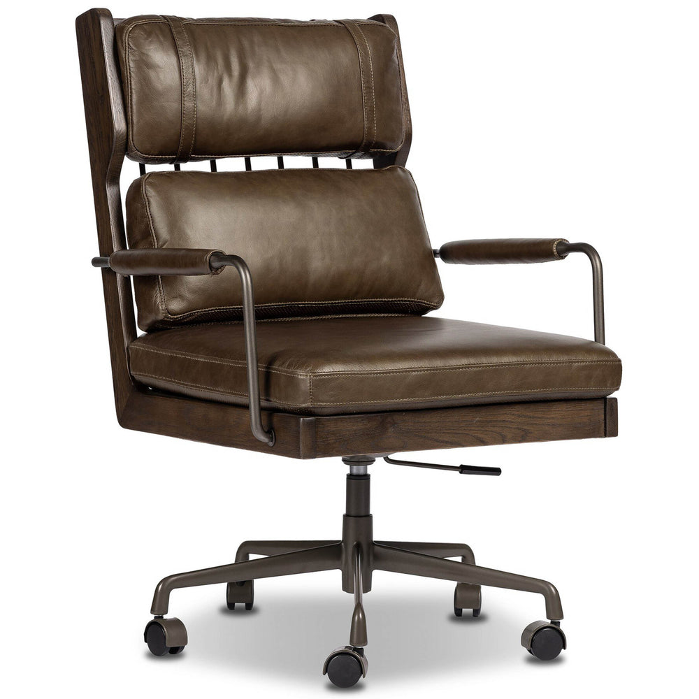 Ludvig Leather Desk Chair, Sonoma Olive by Four Hands