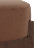 Kirby Leather Stool, Maestro Cigar by Four Hands-Furniture - Benches-High Fashion Home
