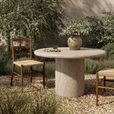 Poole Outdoor Round Dining Table, Textured Sand by Four Hands