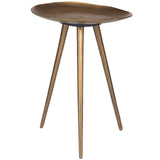 Lily Pad Accent Table, Antique Brass