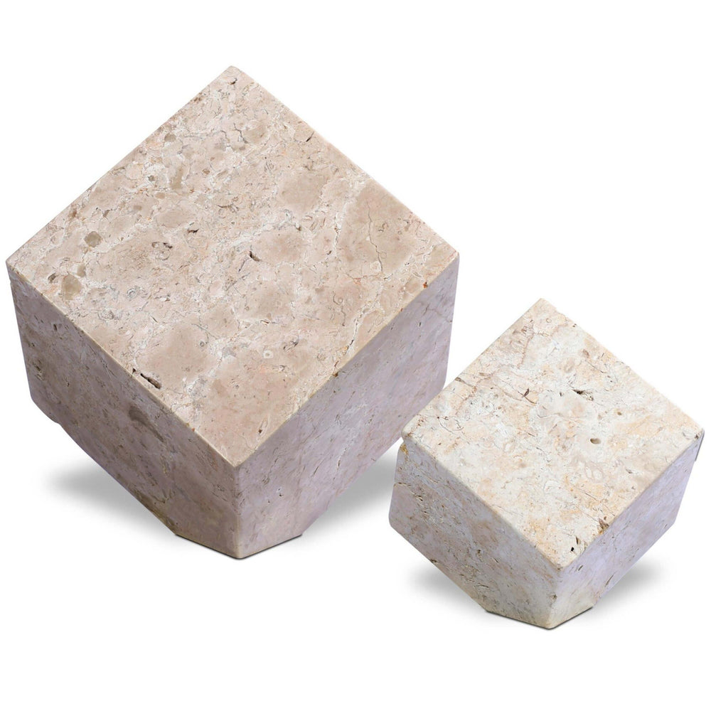 Travertine Cube Sculpture Set, Romano Fosse Travertine by Four Hands