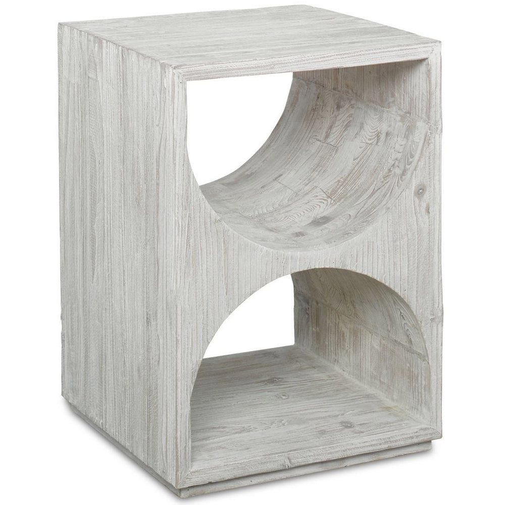 Hans Side Table, Distressed Ivory-Furniture - Accent Tables-High Fashion Home