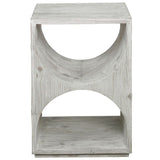 Hans Side Table, Distressed Ivory-Furniture - Accent Tables-High Fashion Home