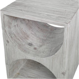 Hans Side Table, Distressed Ivory-Furniture - Accent Tables-High Fashion Home