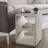 Hans Side Table, Distressed Ivory-Furniture - Accent Tables-High Fashion Home