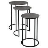 Erik Nesting Tables, Set of 3, Antique Nickel-Furniture - Accent Tables-High Fashion Home