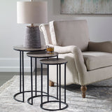 Erik Nesting Tables, Set of 3, Antique Nickel-Furniture - Accent Tables-High Fashion Home