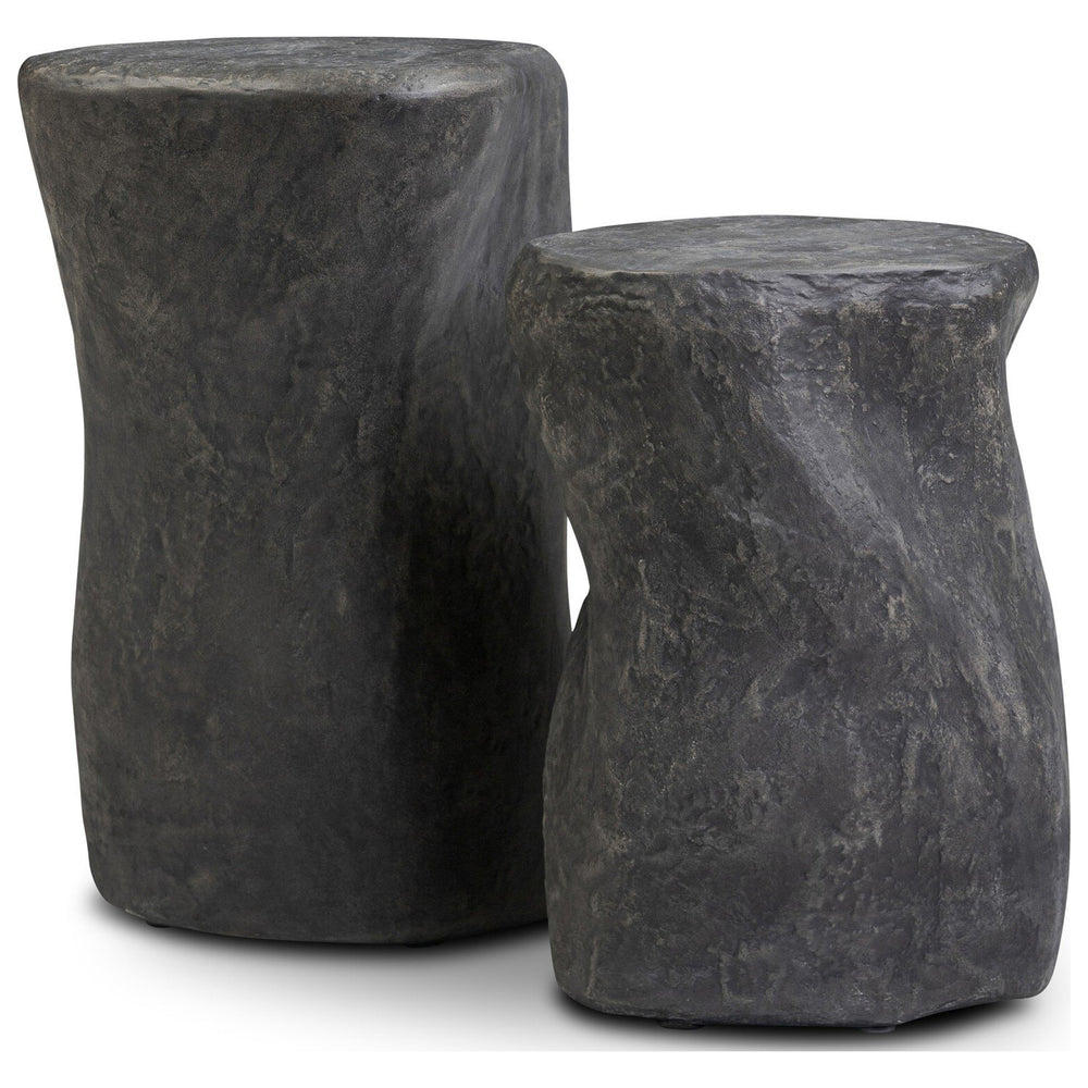 Bomba End Table Set, Textured Black Concrete by Four Hands — PRM_1