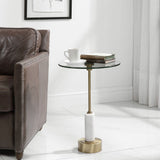 Portsmouth Accent Table, White/Brass