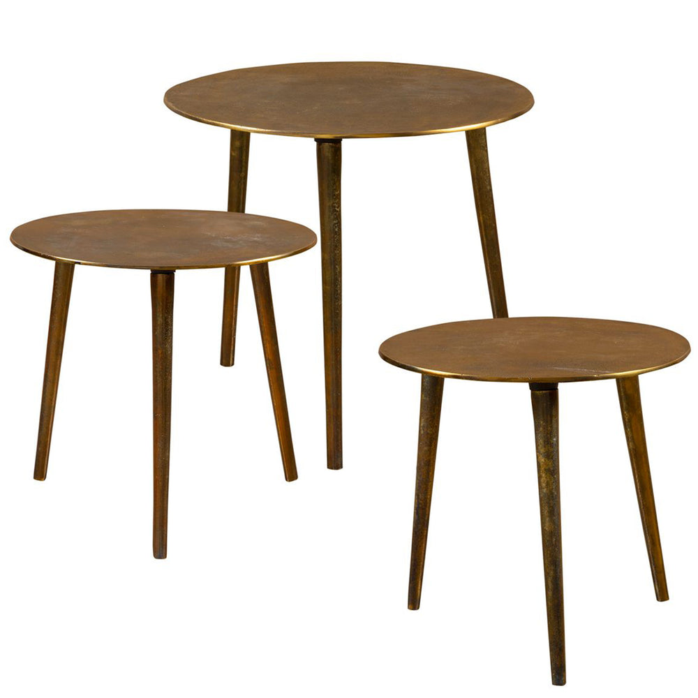 Kasai Coffee Tables, Set of 3, Antique Gold-Furniture - Accent Tables-High Fashion Home