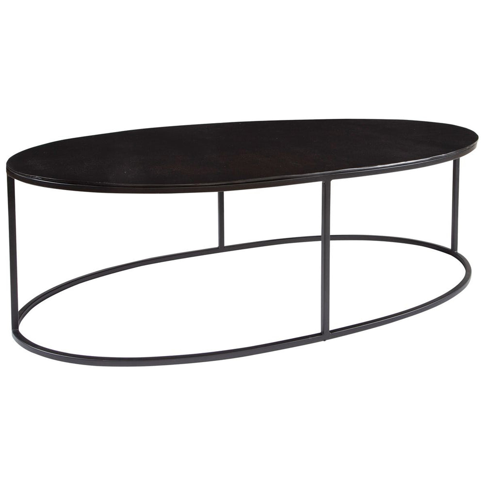 Coreene Oval Coffee Table, Aged Black-Furniture - Accent Tables-High Fashion Home