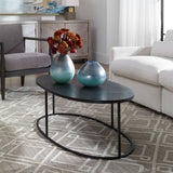Coreene Oval Coffee Table, Aged Black-Furniture - Accent Tables-High Fashion Home