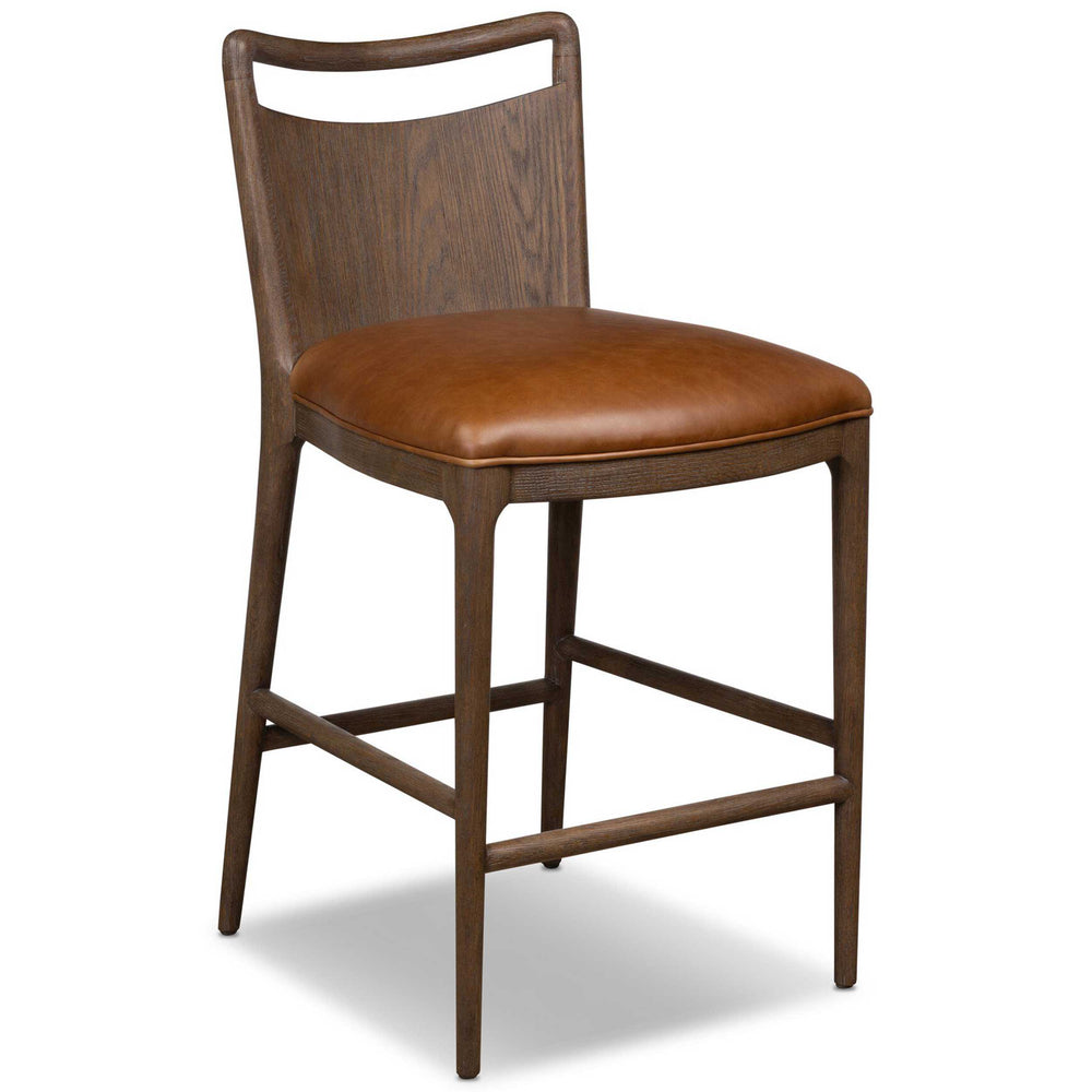 Jessen Leather Counter Stool, Sonoma Chestnut by Four Hands
