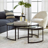 Rhea Nesting Coffee Tables, Set of 2, Black-Furniture - Accent Tables-High Fashion Home