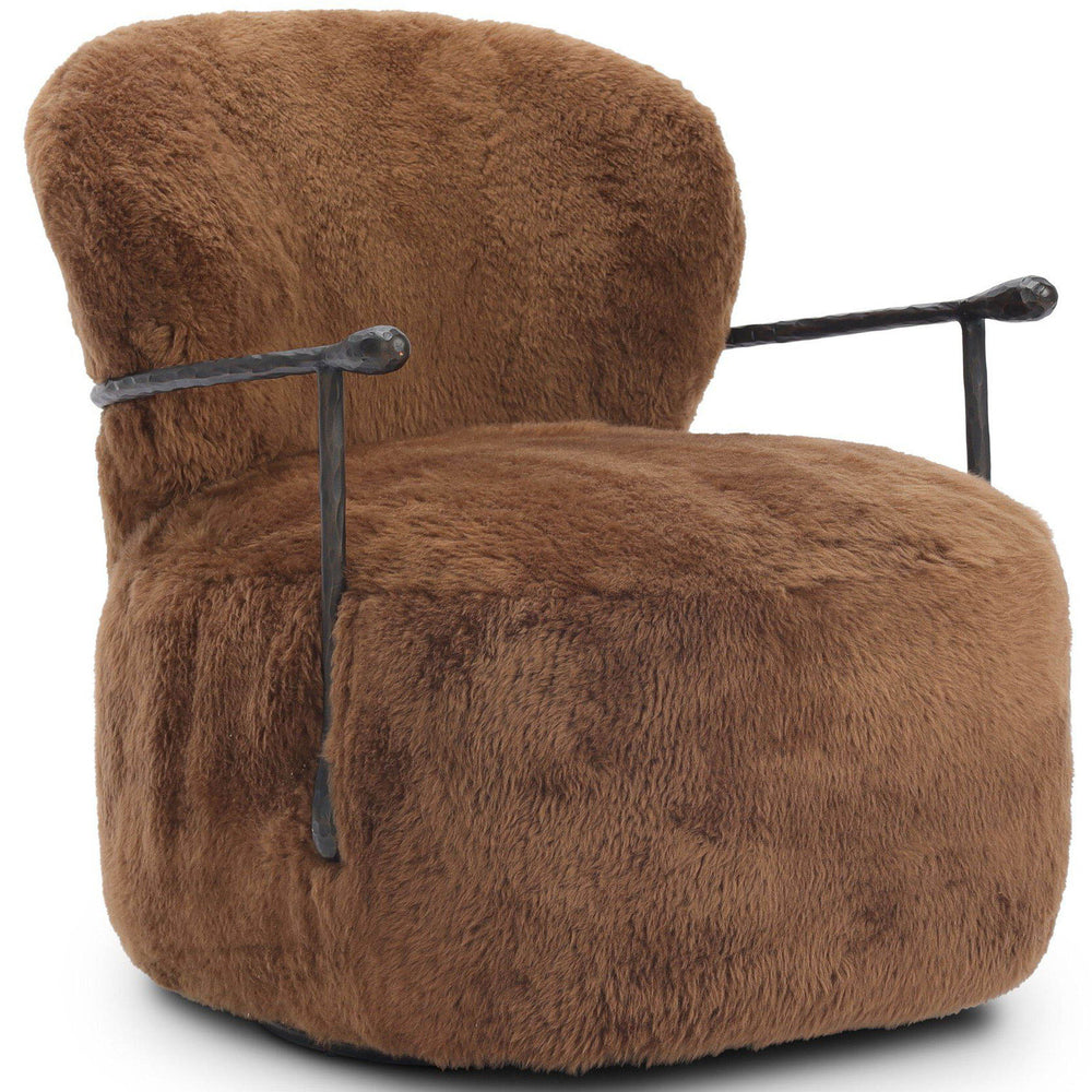 Plath Swivel Chair, Ochre Shearling by Four Hands