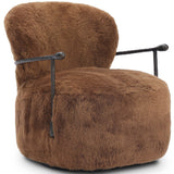 Plath Swivel Chair, Ochre Shearling by Four Hands