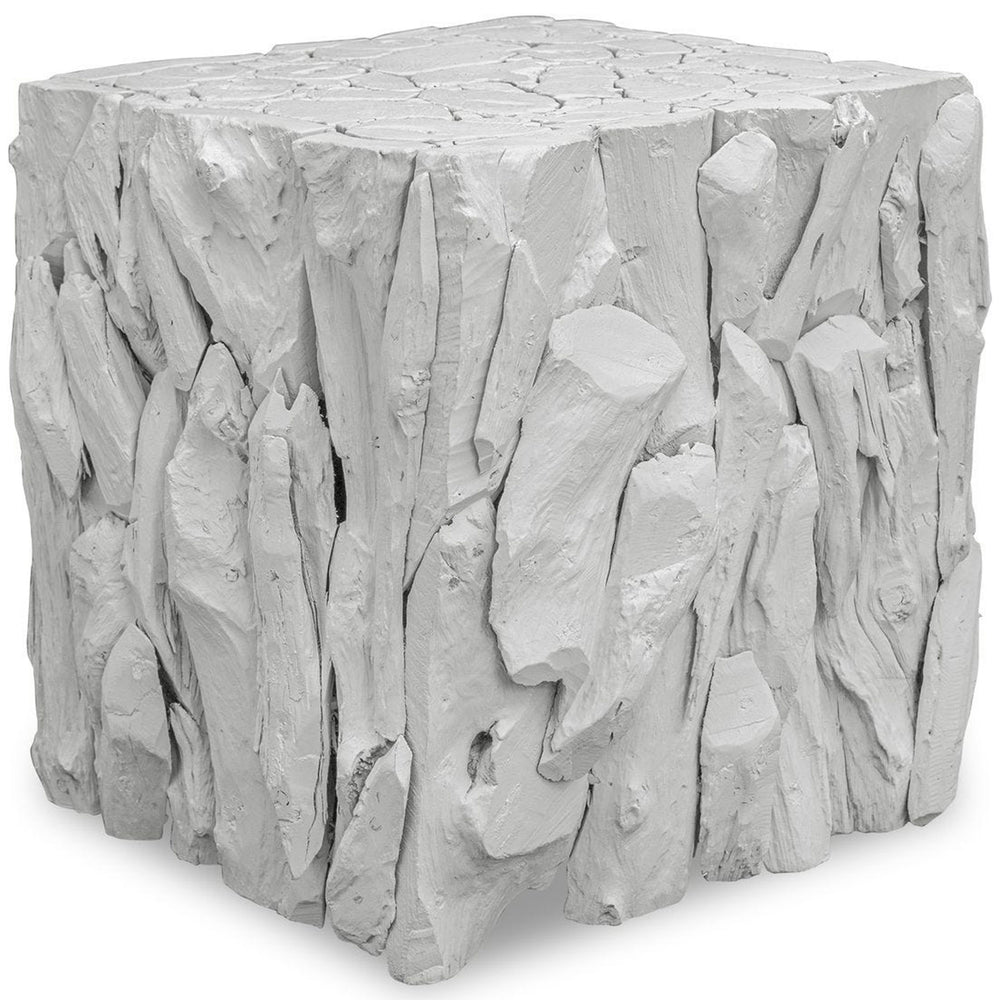 Teak Root Bunching Cube, White