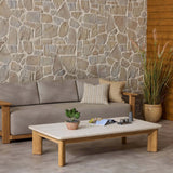 Sterling Outdoor Stone Coffee Table, Beige Fossil by Four Hands