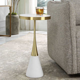 Apex Accent Table, Brushed Brass-Furniture - Accent Tables-High Fashion Home