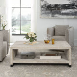 Bosk Coffee Table, White Washed-Furniture - Accent Tables-High Fashion Home
