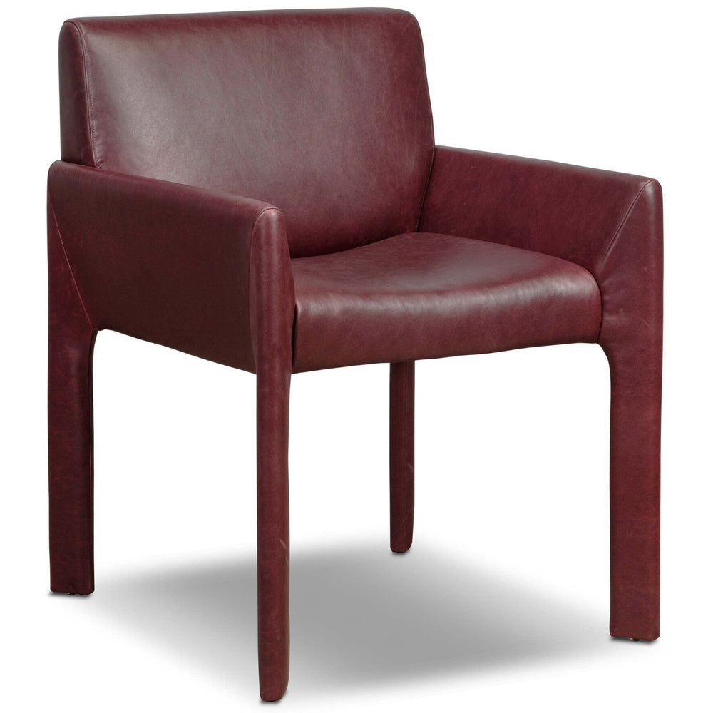 Graford Leather Dining Chair, Dulane Burgundy, Set of 2 by Four Hands